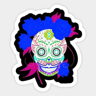 love catrina in floral tropical pattern in skeleton art ecopop Sticker